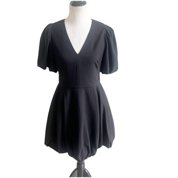 Shoshanna Black Bubble Hem Cocktail Dress Size 4 NWT V-Neck Short Sleeve - Picture 1 of 14